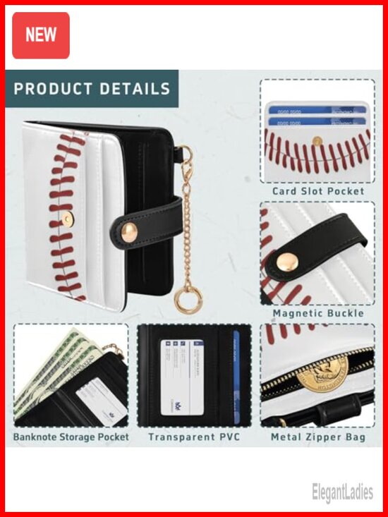 S94b7efd80cca47ed8fa17de6a6856  Small PU Leather Bifold Wallet with RFID Blocking, Credit Card Holder, Zipper